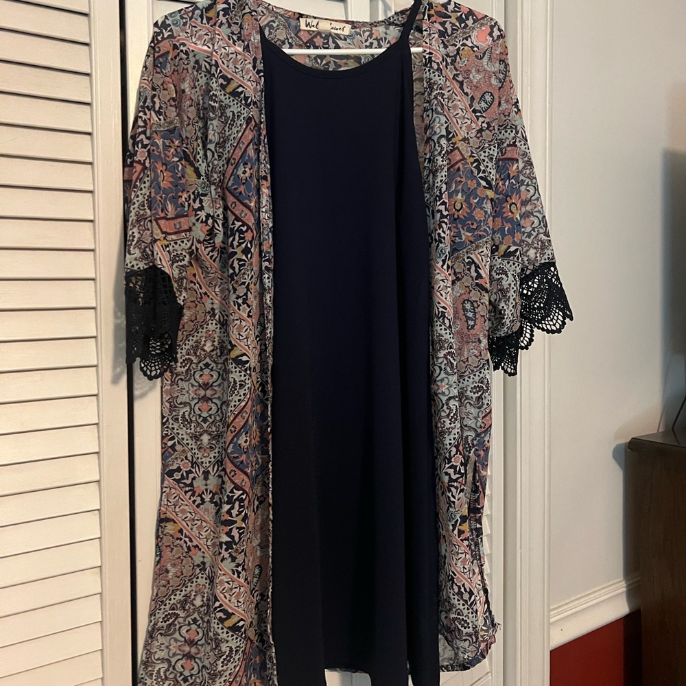 Two piece dress set in Navy Blue